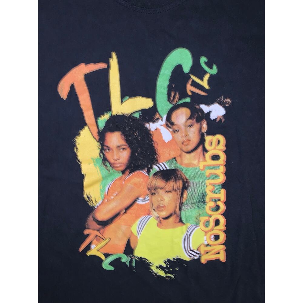 TLC No Scrubs Graphic T Shirt Black Large 90s R&B Rap Tee